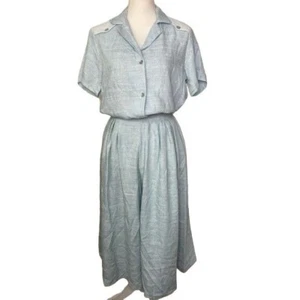 Vintage 80er USA Susan Burrowes Damen 2-teilige Höschen & Bluse blau Größe 8/10 - Bild 1 von 16