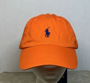 NWT Ralph Lauren Polo Orange Blue Pony Dad Hat Cap Strapback - Picture 1 of 10