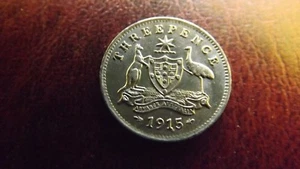 THREEPENCE 1915 A/UNC OBVERSE MINTING MARKS RARE - Picture 1 of 7