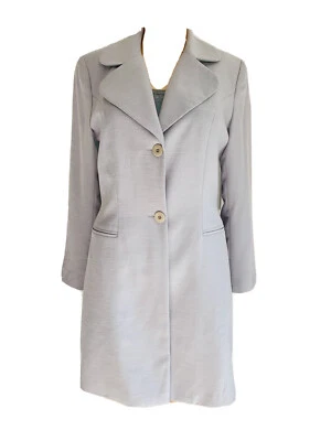 Chaqueta para mujer gris Tempo Paris forro largo tostado talla 4 sensación de seda cierre de botones Foto 1 de 4