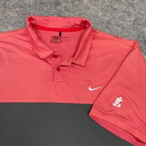 Nike Golf x Disney Mens Polo Shirt Large Mickey Mouse Pink Grey Colorblock
