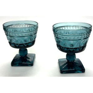 Lot 2 of 2 Vintage Indiana Glass Colony Park Lane Blue Sherbet Glasses - Picture 1 of 5