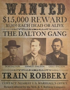 Wanted Poster: The Dalton Gang (Modern Printing) - Picture 1 of 1
