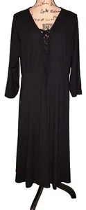 Torrid - Black Jersey Knit Lace Up Neckline Midi-Dress - Women's Size 3X - Picture 1 of 3
