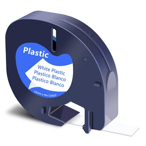 1PK Fits for Dymo Letratag QX50 XR Plastic Label Maker Tape 91331 Black on White - Picture 1 of 11