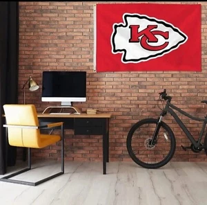 Kansas-City Chiefs 3x5 ft. Man-Cave Flag banner Super-Bowl NFL Football Champs  - Picture 1 of 3