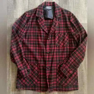 Vintage 60s Pendleton Virgin Wool Plaid Shirt Jacket Blazer Men’s Medium - Picture 1 of 9