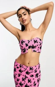 Top bandeau para mujer Vila en jacquard floral rosa PVP £32 - Imagen 1 de 23