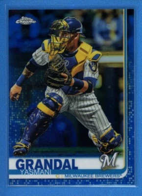 2019 Topps Chrome Update BLUE Refractor #17 Yasmani Grandal Brewers #001/150 - Image 1 of 2