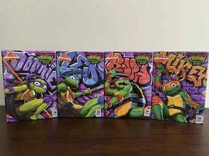SDCC 2023 Exclusive WITH STICKERS NICKELODEON TMNT Mutant Mayhem 4 Figures Set - Picture 1 of 6