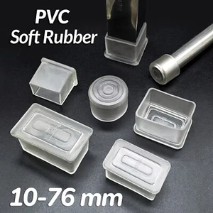 PVC Rubber Chair Leg Caps Covers Furniture Table Feet Floor Protectors Pad Clear - Picture 1 of 31