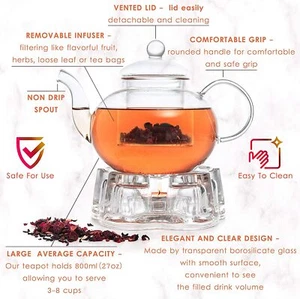 Gift Set Borosilicate Glass Tea 9 PCS Glass 28oz Tea Kettle Infuser - Picture 1 of 12