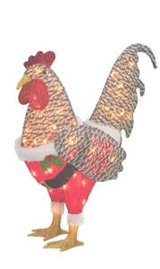 25” Tinsel Santa Rooster Christmas Gamecock Light Up Yard Art Lighted Decor NEW - Picture 1 of 2