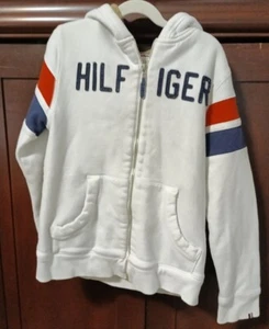 TOMMY HILFIGER Sherpa-Lined Kids Zip Up White Hoodie Sz Large (12-14) Wmns Small - Picture 1 of 4