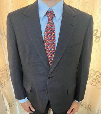 1950s vintage handtailored bespoke classic all worsted 2 button gray suit 42S - Image 1 of 4