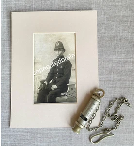 Antique 1920s Numbered Manchester City Police Whistle Chain Original Photo 1926 - Picture 1 of 24