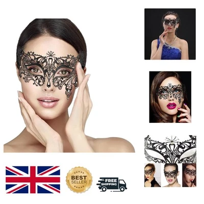 Intricate Metal Filigree Venetian Mask with Rhinestones for Masquerade Events - Image 1 of 4