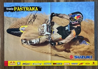 Póster firmado por Travis Pastrana Suzuki 19x13 - Motocross Supercross MX automático Foto 1 de 3