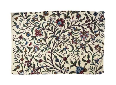 Tela de tapiz de tela de lana de lino textil de trabajo crewel bordado a mano intrincado Foto 1 de 4