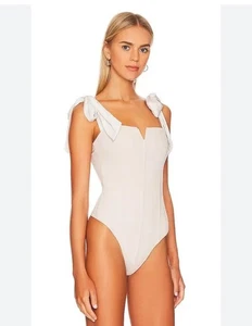 FREE  PEOPLE Lola Shoulder Ties Bodysuit Women's Size Small Ivory - Picture 1 of 9