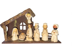 Vintage 1950's Nativity Scene with Creche Mid Century Modern With Three Wisemen - Picture 1 of 9