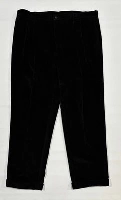 Мужские прямые штаны Jos A Bank из вельвета со складками и манжетами 44x32 черные - Изображение 1 из 4