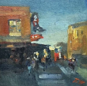 Original oil painting Fort Worth textured art signed - Picture 1 of 3