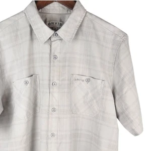 Orvis Shirt Mens Large Gray Plaid Short Sleeve Button Up Classic Collection - Picture 1 of 12
