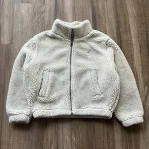 Polo Ralph Lauren Kids Sherpa Full Zip Up Jacket Size 6 Beige Girls Boys - Picture 1 of 5