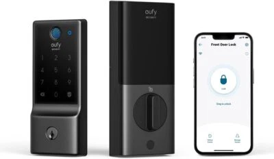 Cerradura inteligente de seguridad eufy C220 huella digital cerradura de puerta de entrada sin llave Wi-Fi incorporado Foto 1 de 4