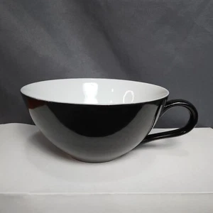 1 Vtg Yamaka Japan Mid Century MCM Prelude Pattern Black Flat Cup Coffee Teacup - Picture 1 of 9