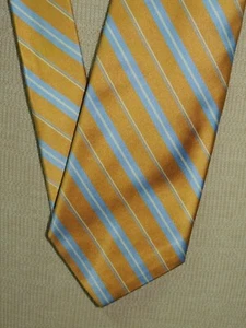 Brooks Brothers USA Krawatte/Krawatte Seide gold blau weiß Streifen 60"x3,75" - Bild 1 von 6