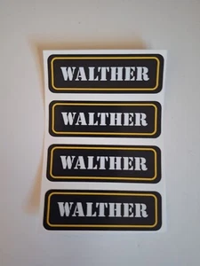 (4) Selbstklebende Vinyl Aufkleber Abziehbild Etiketten für Munition Munitionsdosen.  WALTHER - Bild 1 von 3