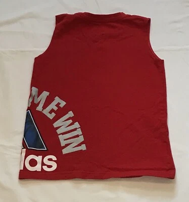 Adidas the go to tee size 7 Boys sleeveless shirt orange graphic large logo - Image 1 of 2