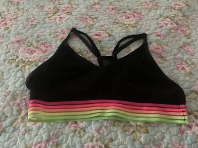 Bralette Deportivo VS PINK Negro Neón Arco Iris Rayas Talla S Usado en Excelente Condición Foto 1 de 4