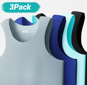 Solid Ice Silk Undershirts Men's Vest Sports Fitness Underwear Sleeveless Bottom - Picture 1 of 16