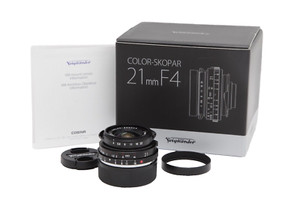 Mint Voigtlander Color-Skopar 21mm f4 Lens (Leica M) with Hood & Box #43718