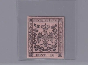 Modena 1852: 10c. lebendige Rose (Nr. 2a) mit breiten Rändern. MH (Kat.57/7) - Bild 1 von 3