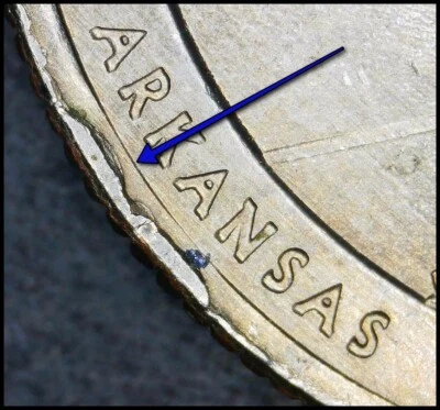 Rim Cud Error - 2010 Hot Springs ATB Quarter - Die Chip on Rim!  - Image 1 of 3