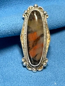 WUNDERSCHÖNER HANDGEFERTIGTER VINTAGE NAVAJO PAWN STERLINGSILBER ACHAT RING - GRÖSSE 5,5 - Bild 1 von 7