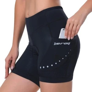 Women Bike Shorts Pockets 4D Gel Padded Cycling 5" Spinning Leggings - Picture 1 of 6