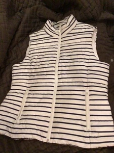 Colebrook Striped Puffer Vest Sz S Black / Off white /Cream Color - Picture 1 of 6