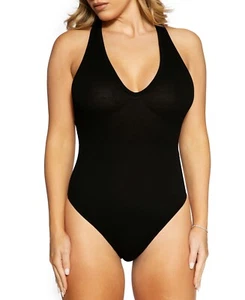 MSRP $48 Naked Wardrobe Ribbed Reaction Bodysuit Black Size Small - Picture 1 of 1