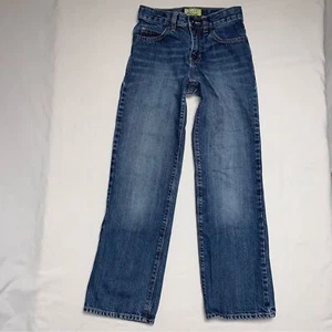 Old Navy Jeans Boys 12 Slim Straight Blue Denim Medium Wash Faded Whisker Preppy - Picture 1 of 8