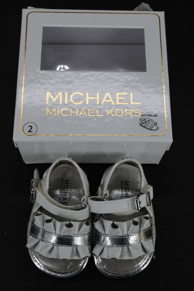 Sandalias metálicas MICHAEL Michael Kors para niñas bebé gratis, 2 blancas/plateadas Foto 1 de 4