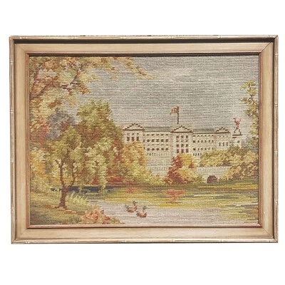 Buckingham Palace Needlepoint Art Wooden Frame Hiawatha Heirloom Kit 1930 1940 - Image 1 of 4