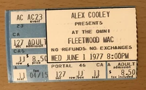 1977 FLEETWOOD MAC RUMOURS TOUR ATLANTA CONCERT TICKET STUB STEVIE NICKS TUSK - Picture 1 of 2
