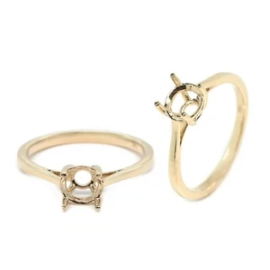 Minimalistischer runder 5 mm Solitär Ring Halbfassung in 14 Karat Gelbgold (54148-1) - Bild 1 von 5