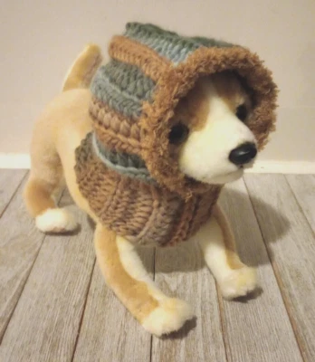 crochet handmade dog pet hood hat cat snood xs small tigers eye - Image 1 of 3