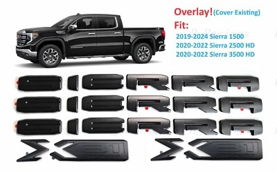 Overlay 5PCS Matte black X31 Off Road Sierra Emblem 2019+ 1500 2500HD 3500HD - Image 1 of 4